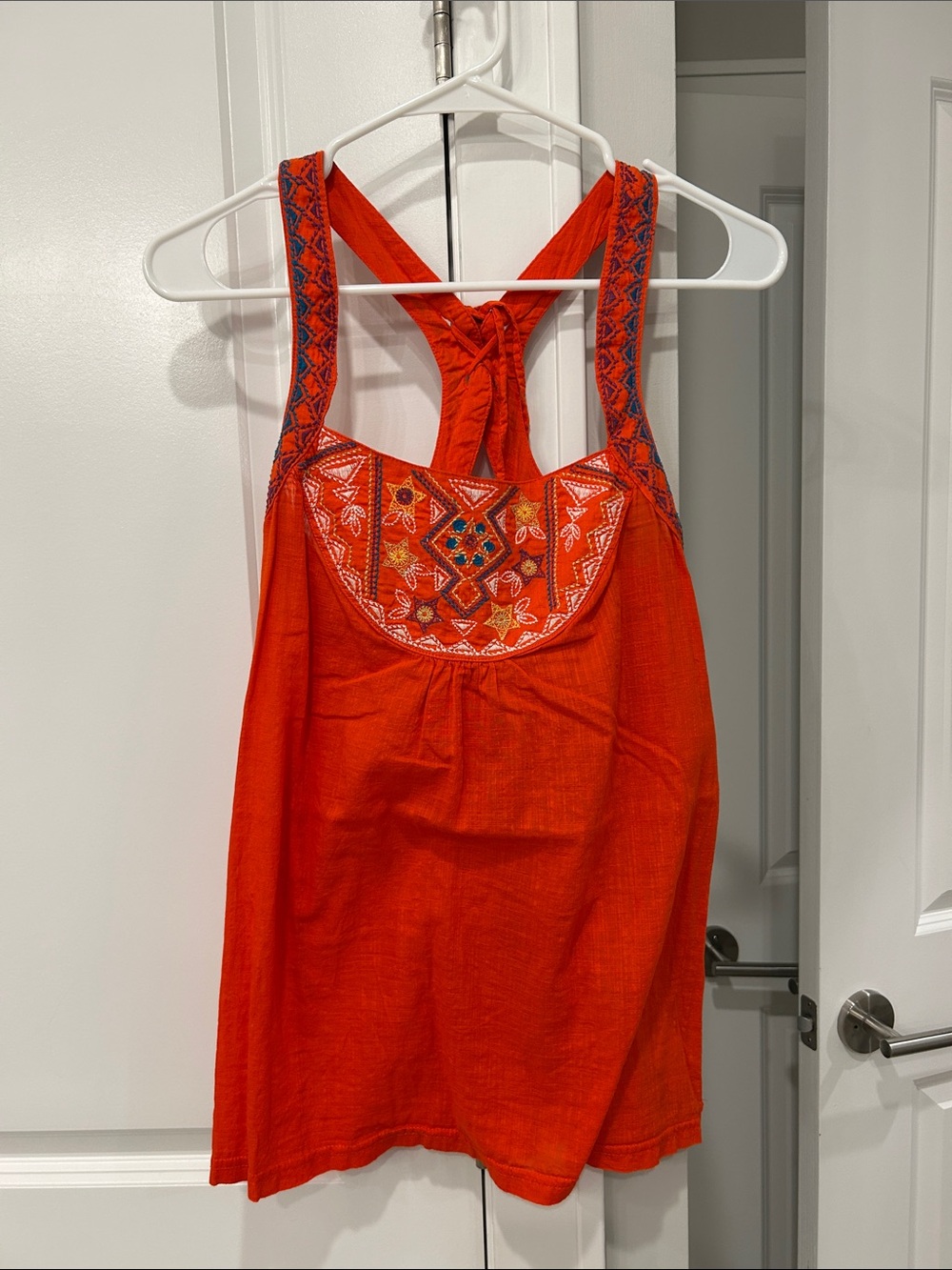 Roxy Orange Embroidered Racerback Tank